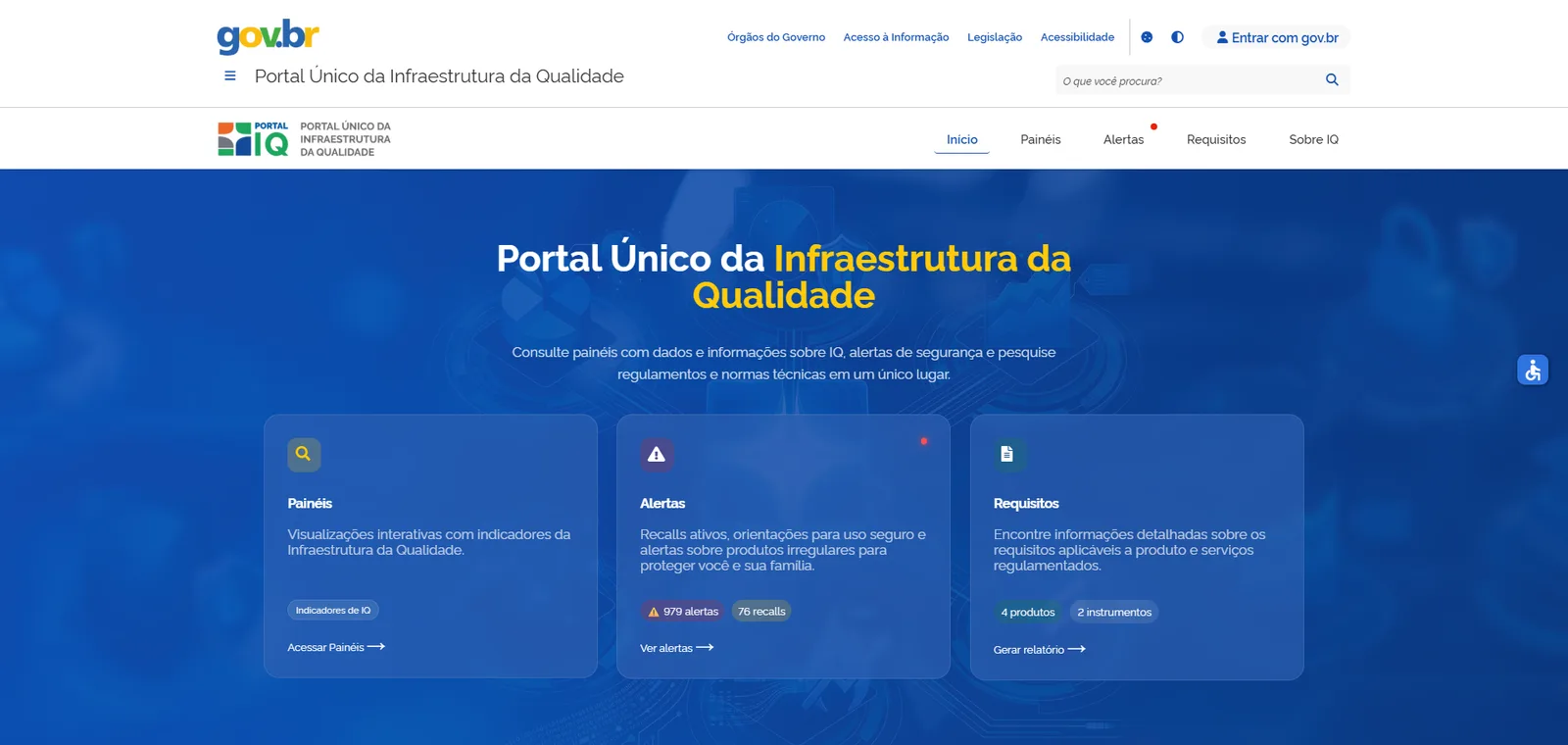 Portal entry with panels, alerts and requirements